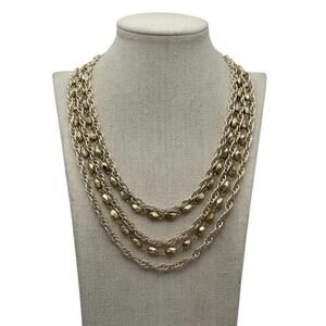 Coro Multi-Strand Gold-Tone Chain Mid-Century Vintage Necklace